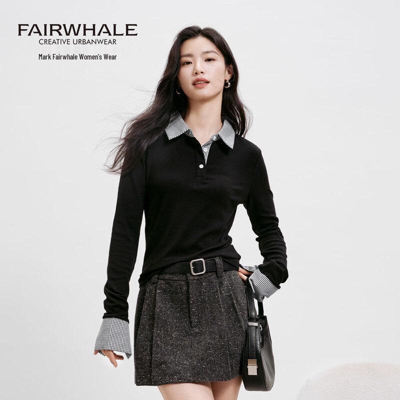Mark Fairwhale Women's 2025 Faux Two-Piece Plaid Polo Knit Top