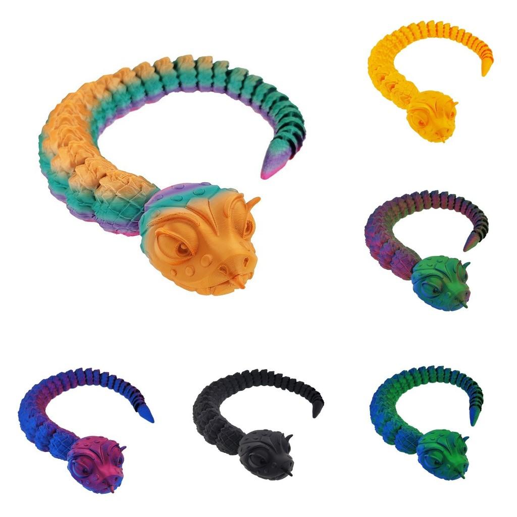 Printed 3d Big Eyes Snake Toy Gradient Color Animal Figurine Interactive Joint