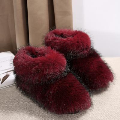 2024 New Winter Faux Fur Boots Women Warm Fluffy Snow Boots Luxury Footwear Female Furry Fox Fur Bottes Fashion Winter Shoes