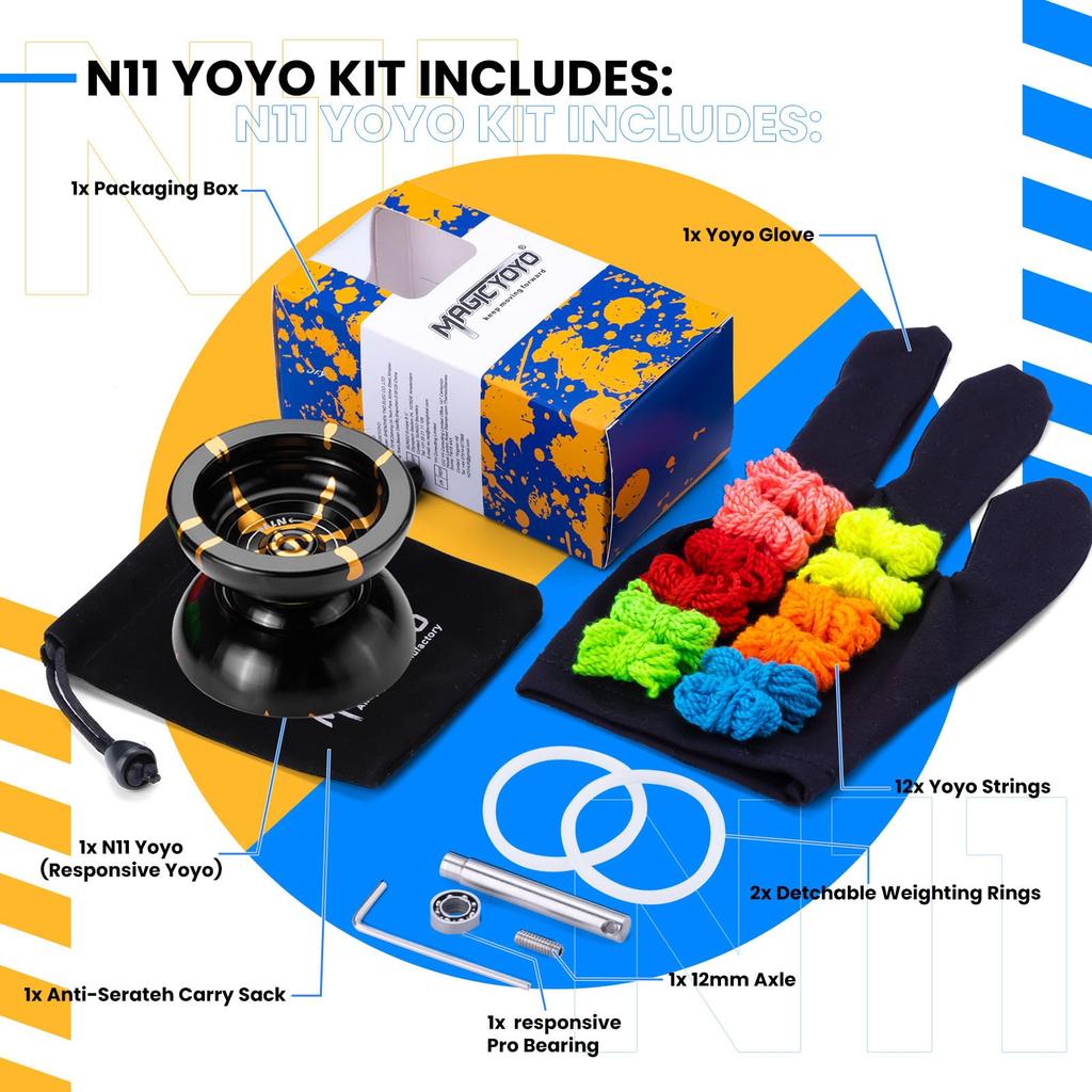 MagicYoYo New Design N11 Alloy Aluminum Professional Yo-yo Unresponsive YoYo Ball (Black With Golden) by MAGICYOYO