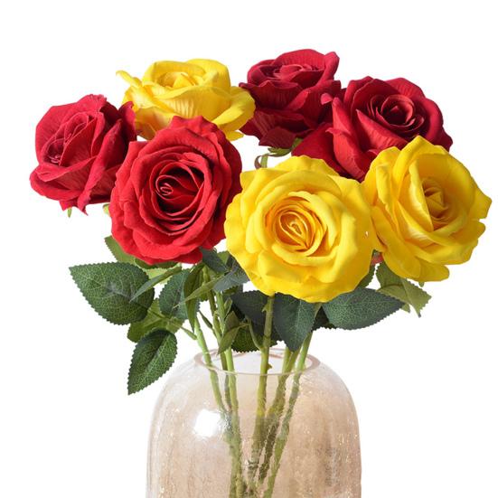 Künstliche Rose Realistisch Langer Stiel Seidenrose Strauß für Party Zuhause Hochzeit Tischdekoration Büro Tisch