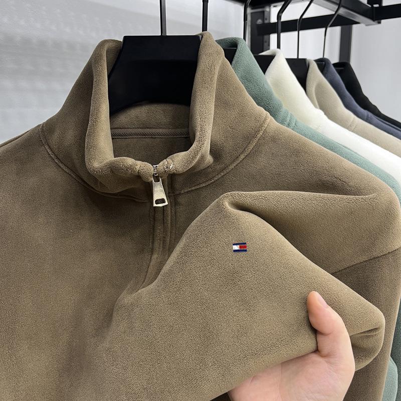 Tommy Herren Polarfleece Reißverschluss Hoodie - Herbst/Winter Sherpa Jacke, Warmer Pullover Basisschicht für mittleres und junges Alter