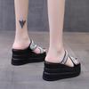 Summer new outer wear platform sandals wedge heel high heel one-word cool slippers
