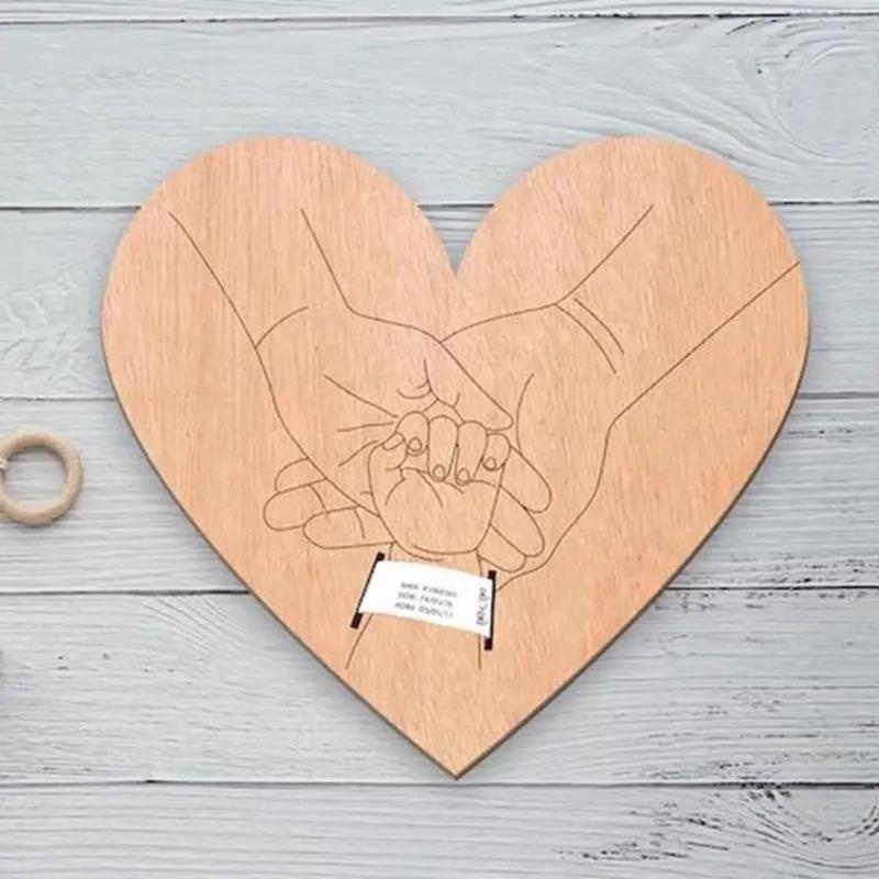 Baby Birth Wooden Board Hospital Bracelet Holder Engraved Detail for Newborns Photography Session Family Gift
