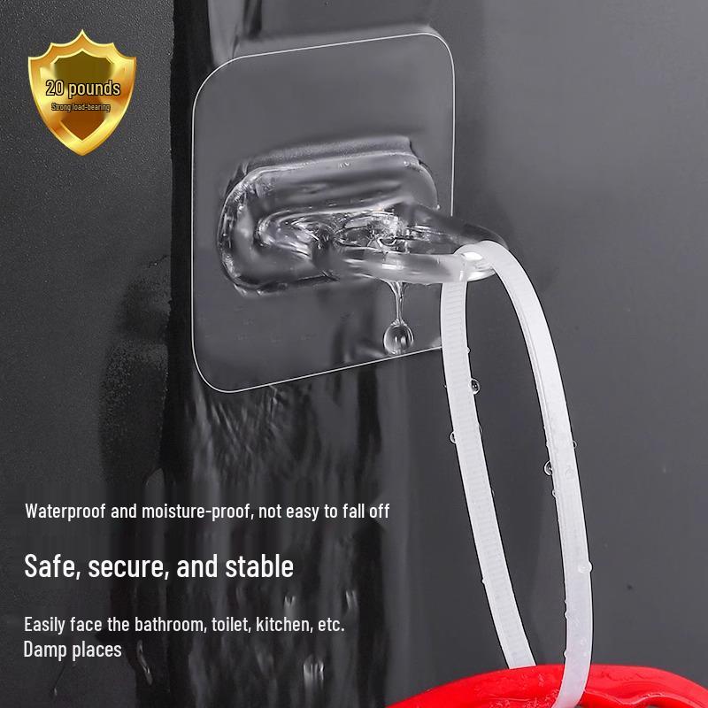 Ring Hook No-Punch Multipurpose Traceless Adhesive Kitchen Hanger for Behind-Door Storage