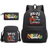 3 Piece School Backpack Set for Students Large Capacity Oxford Cloth Schoolbag with Shoulder Strap and Pencil Case