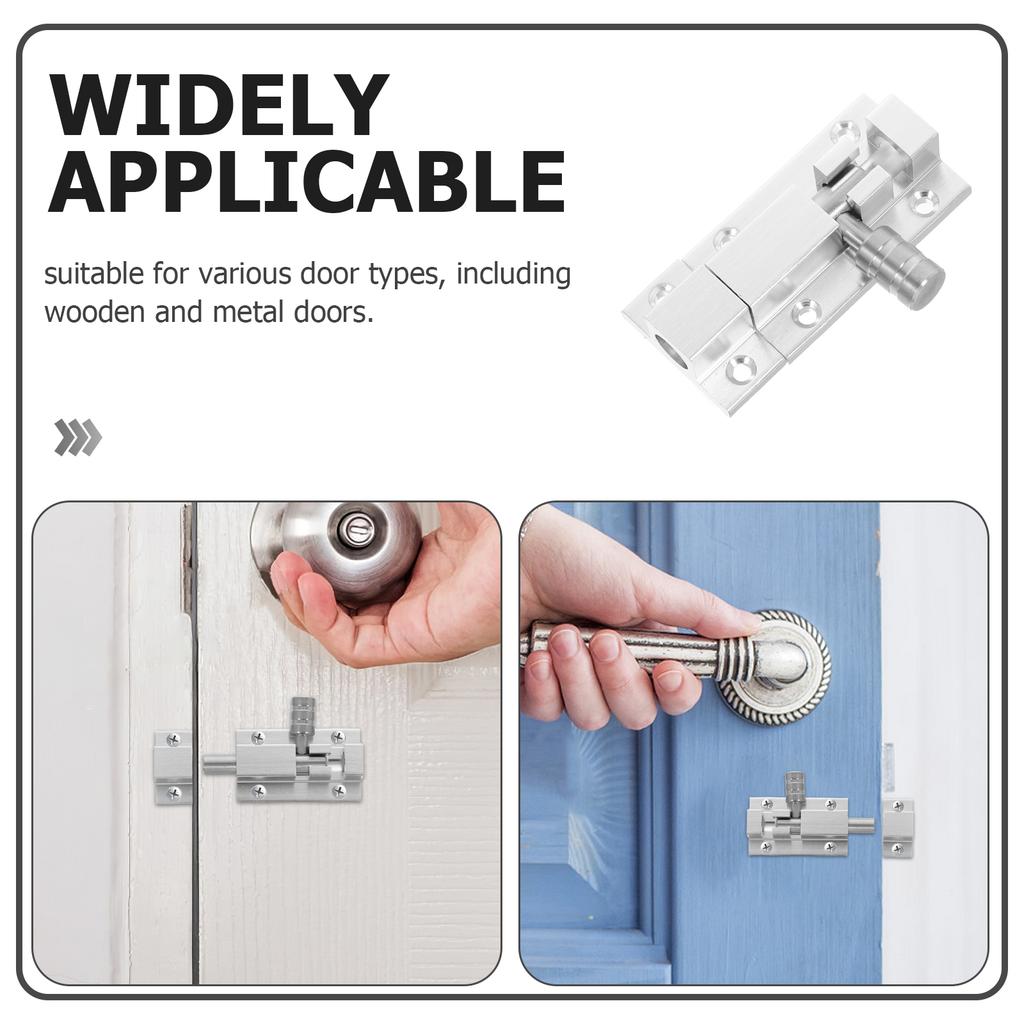 Door Lock Bolt Door Bolt Aluminium Alloy Punch-Free Bedroom Room Door Anti-Lock Latch Bathroom Household Hardware Accessories