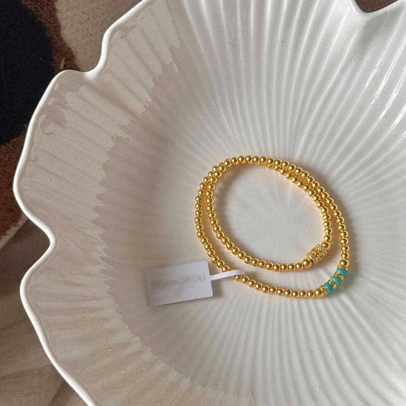 Novo em bracelete de contas empilhadas de dupla camada retrô para mulheres design exclusivo pulseiras de turquesa de alta qualidade pingentes presentes