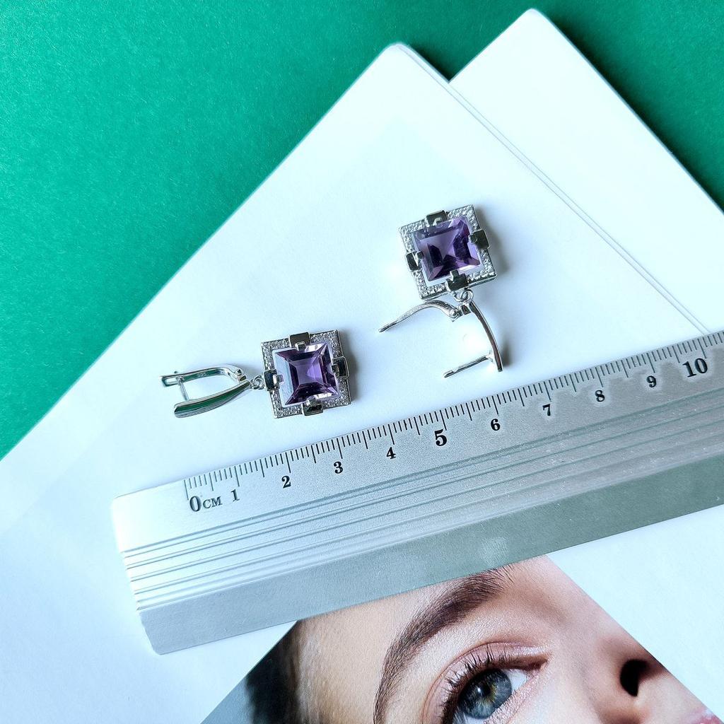 Silver Earrings with Natural Amethyst 9.4ct (2163206)