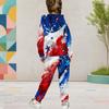 Girls White Printed Hooded Long Sleeve 2 Piece Outfit Kangaroo Pocket Cuffed Pants Set