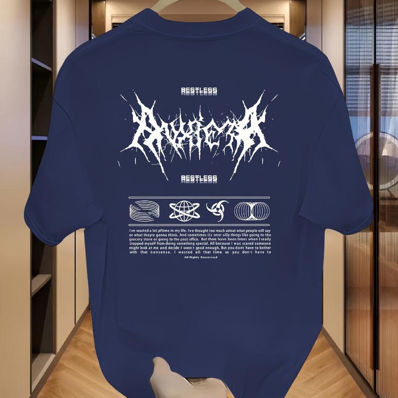 

Restless Black Metal Typography Print T-Shirt Breathable Cool, Comfortable Wear,Daily Casua XXL белый