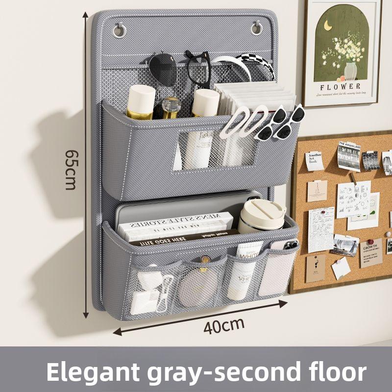 Versatile Wall-Mounted Storage Organizer Multi-Compartment Fabric Bathroom Hanging Bag with Viewing Window Hooks accessories