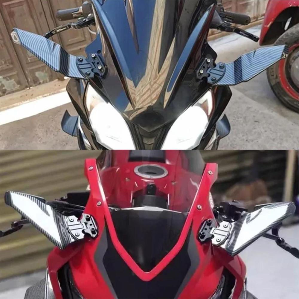 1Pair For Suzuki GSXR 600 750 1000 GSX650F GSX1300R Adjustable Side Wing Spoiler Fairing With Rear View Mirror Universal