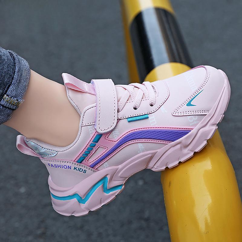 Kids Casual Pink Girls Leather Shoes Fashion for 7-15y Lightweight Running Young Student's Children Sports Girl's Shoe
