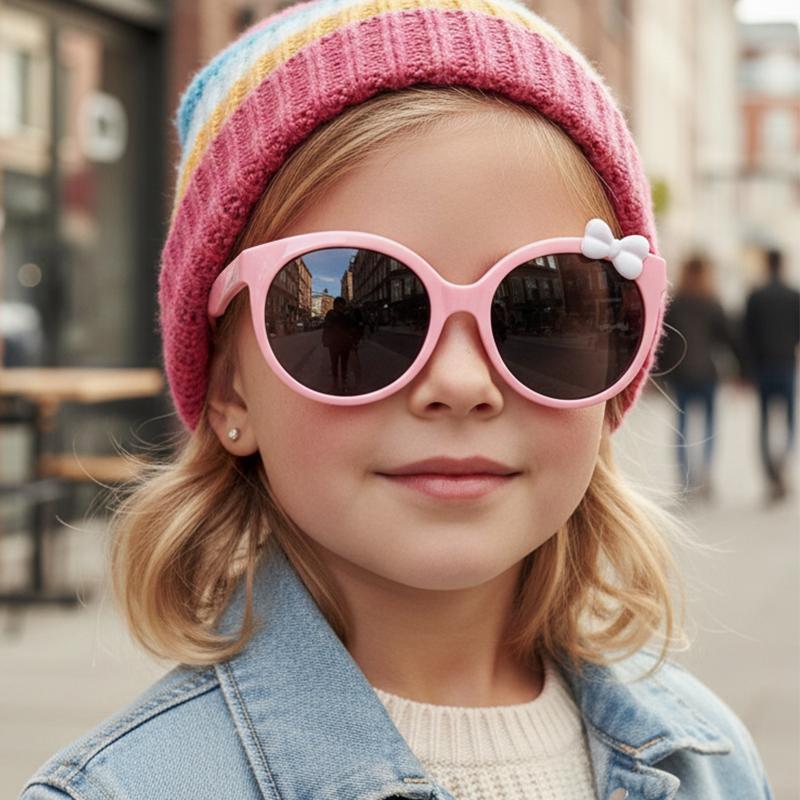 Dopamine Cute Bow Kids Round Sunglasses Uv400 Protection Sun Protection Party Photo Taking Styling Sun Glasses S5017