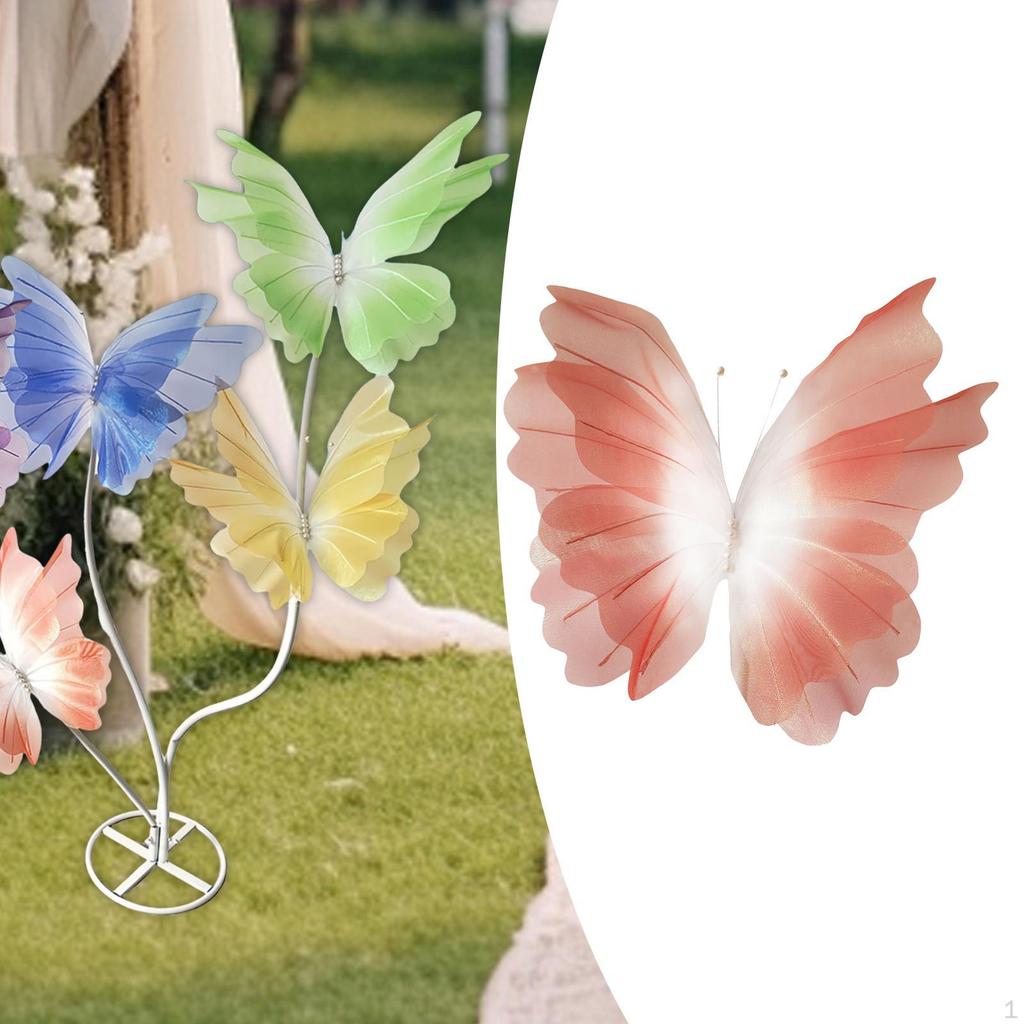 Künstlicher Gaze Schmetterling Blume Schmetterlinge mit Ständer Brautparty Zubehör DIY Basteln