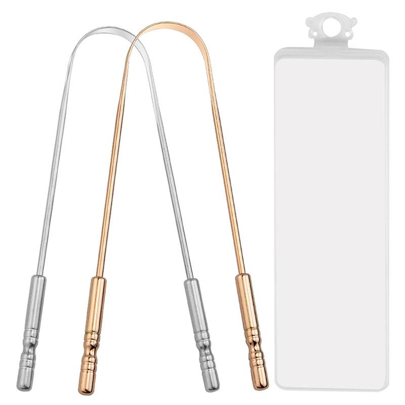 1Pcs Stainless Steel Tongue Scraper U-Shaped Metal Fresh Breath Cleaning Coated Tongue Toothbrush Oral Hygiene Care Tools