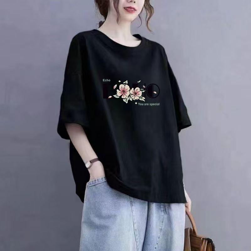 Summer New Short-sleeved T-shirt Women Loose Women's Printed Half-sleeve Tops
