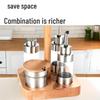 Beifu 304 Stainless Steel Condiment Set with Wooden Base