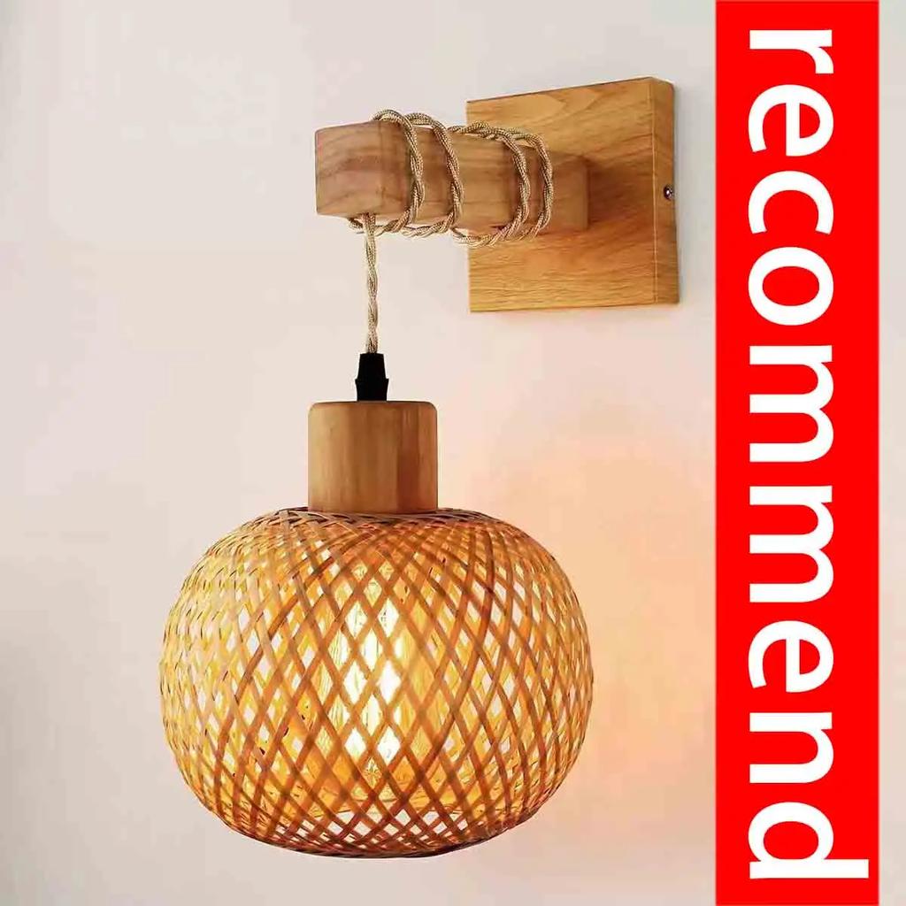 Bamboo Lantern Wall Lamp Natural Rattan Wicker E27 Chandeliers Hand-Woven Bamboo Room Decor Lampshades Wall Light Fixtures