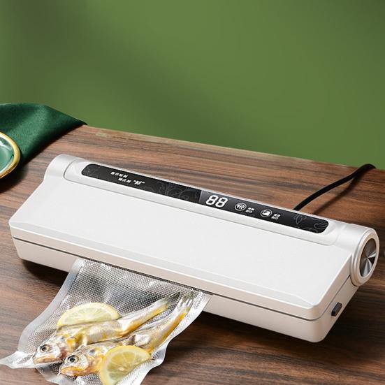 Máquina Seladora a Vácuo de Alimentos com Sacos a Vácuo Visor Digital 60KPa Forte Sucção Fácil de Usar Uso Duplo Seco Molhado Seladora a Vácuo