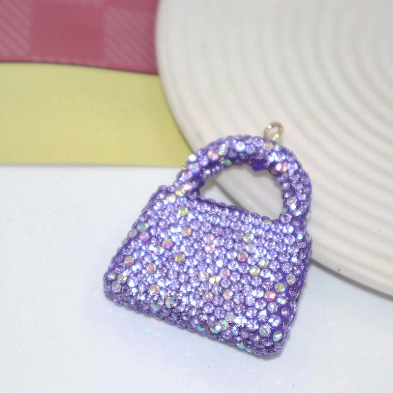 Custom Rhinestone Inlaid Polymer Clay Handbag Keychain - Cute, Colorful Charm Accessory