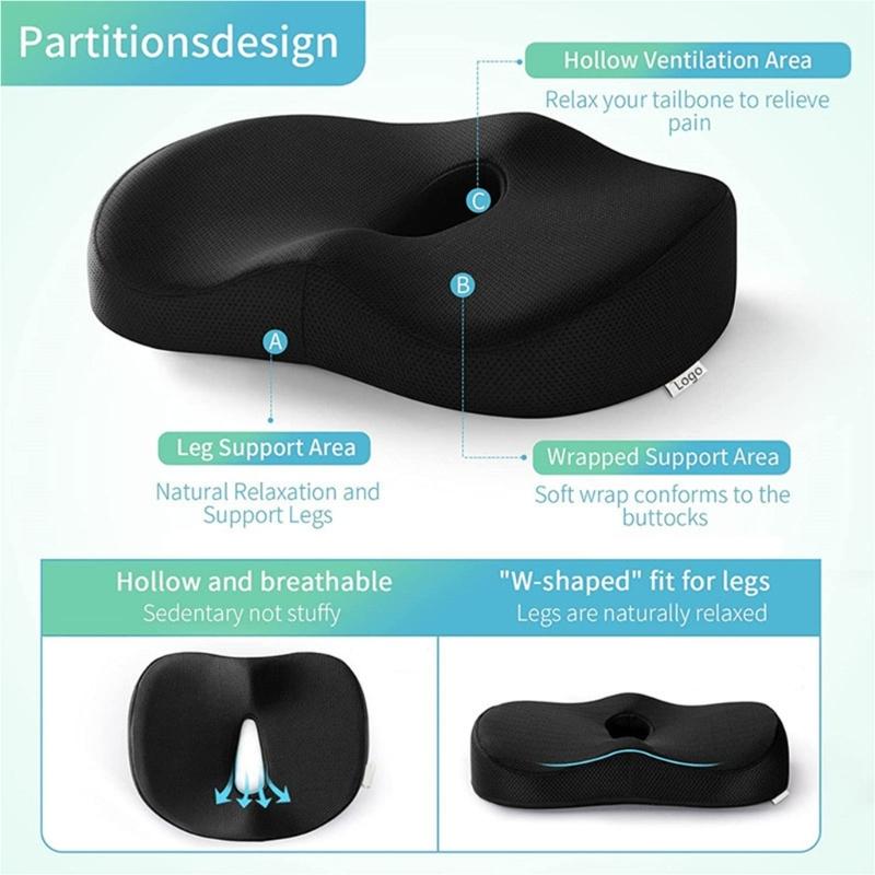 Comfortable Support Seat Pad With Central ventilation For Office Chair And Car Seat Soft Fabric Design