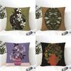 Hot Vintage Vase Print Pillow Case Natural Linen Organic Fabric Double-Sided Printing Sofa Home Decor Cushion Cover