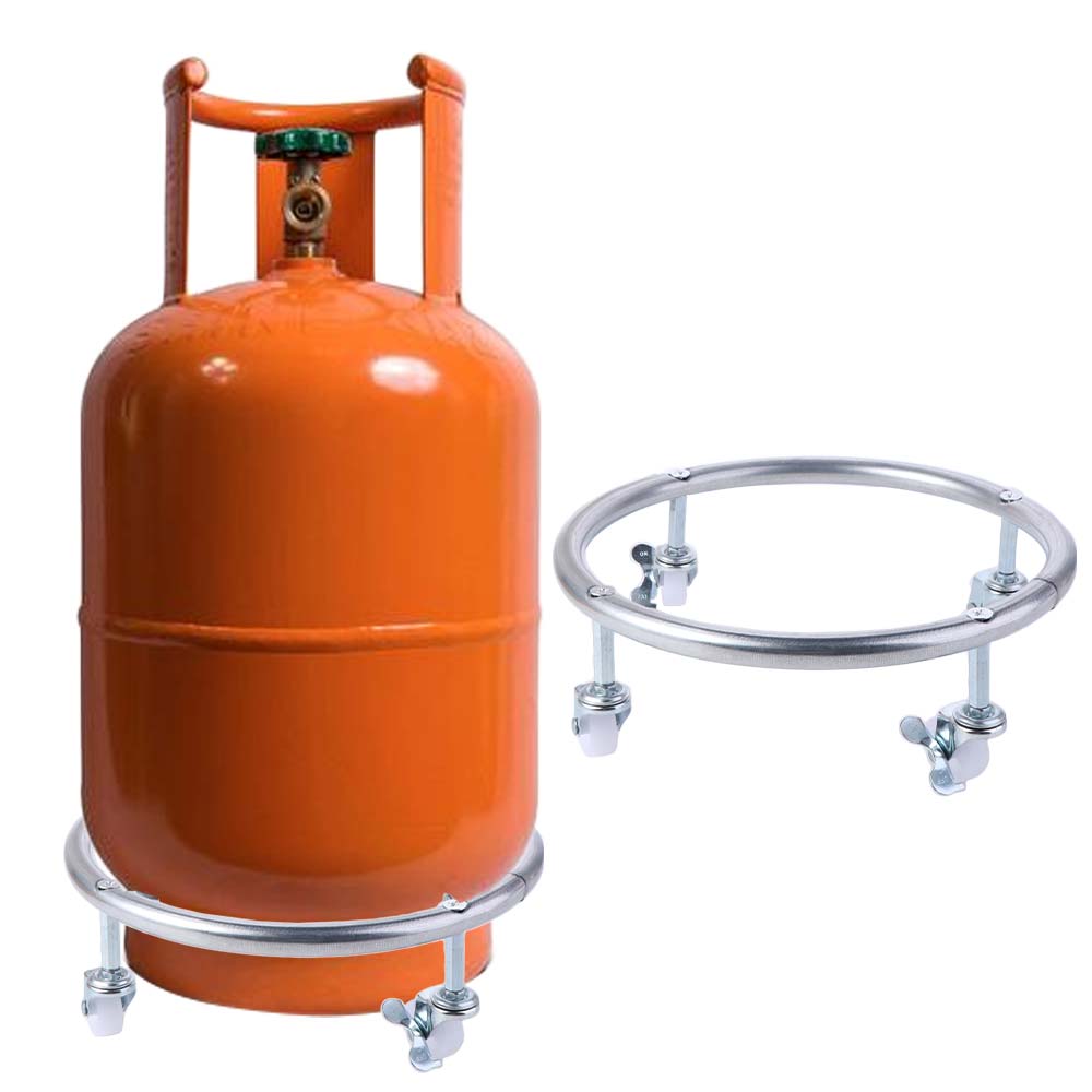 Moveable Wheels Cylinder Gas Bottle Mobile Bracket Can Pallet Base Plate Gas Tank Bracket  Kitchen