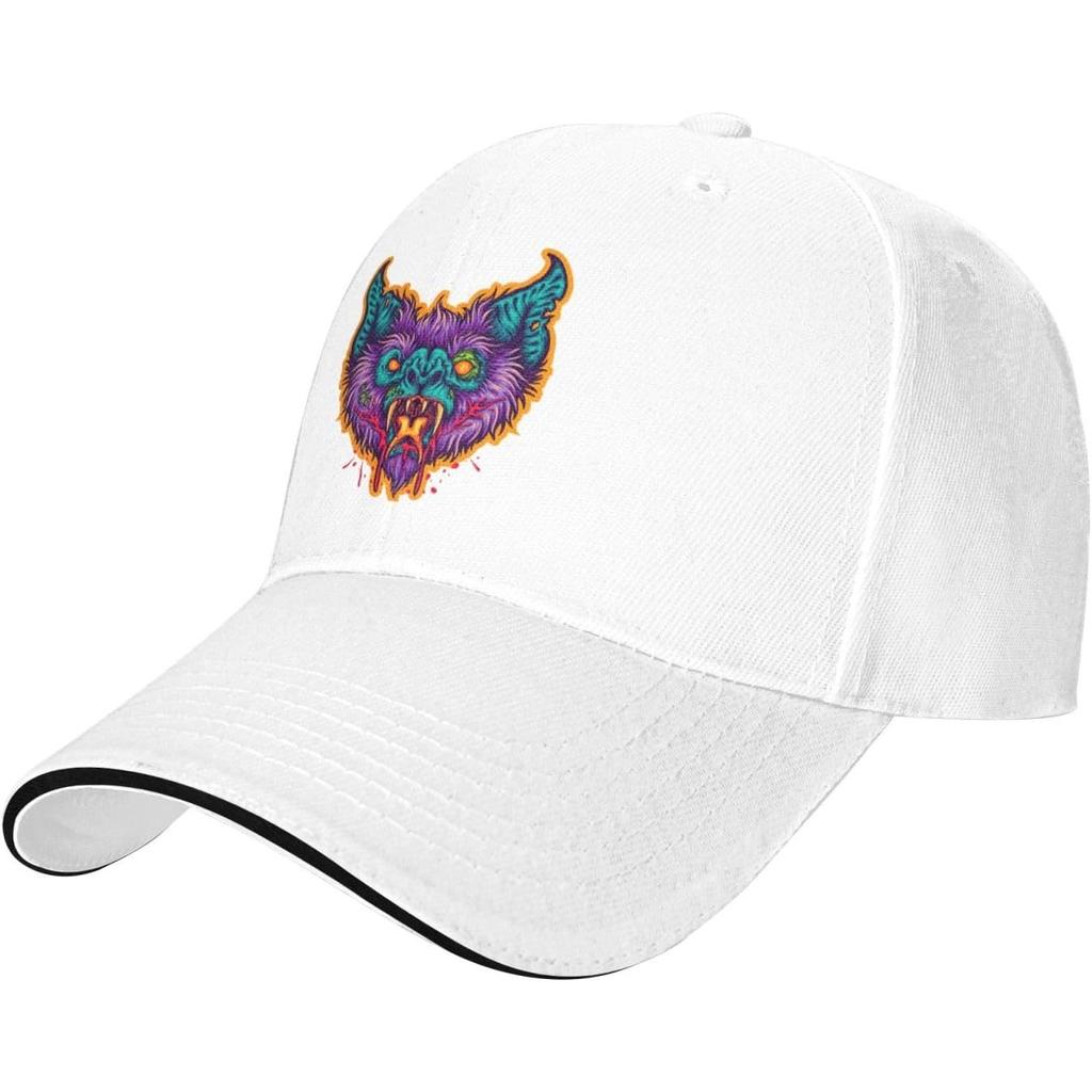 Fierce Bat Head Graphic Baseball Cap Polyester Adjustable Trucker Hat for Unisex Women Casual