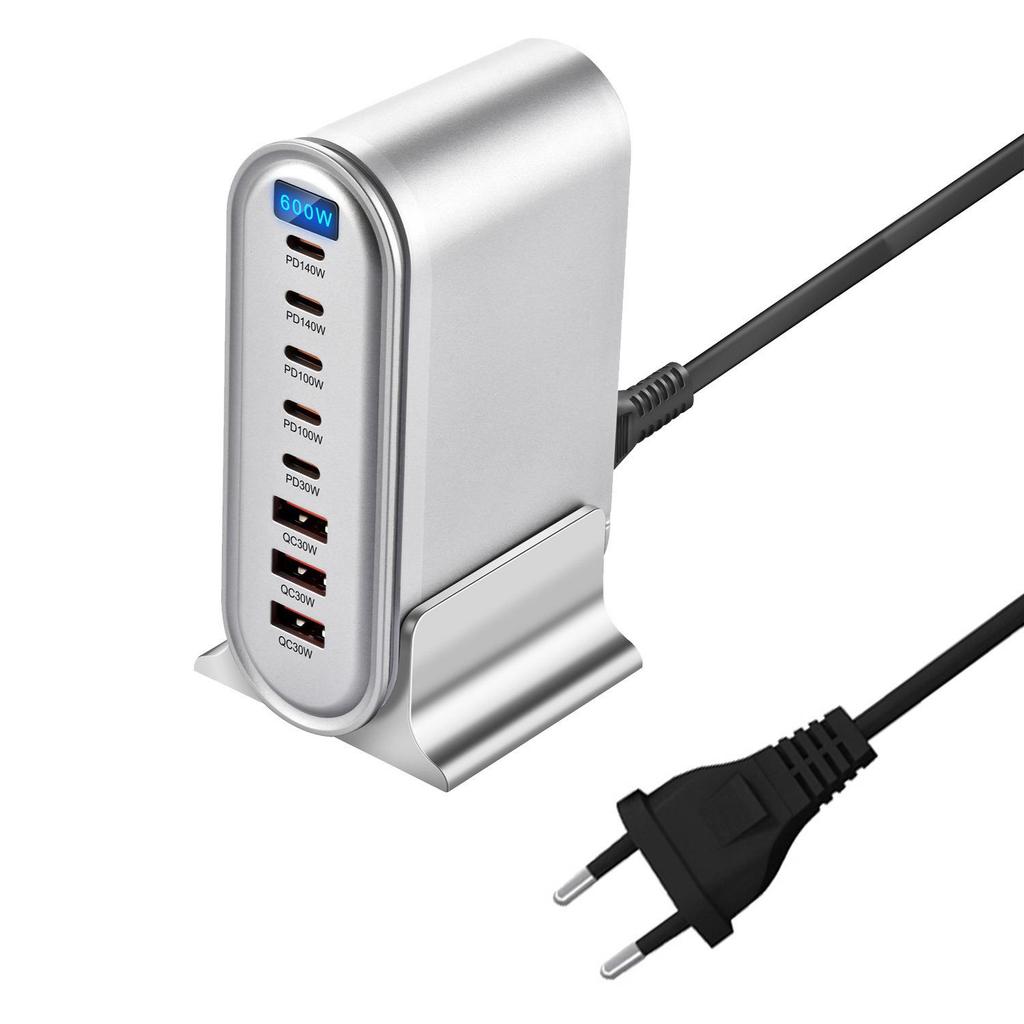 PD140W Multi-Port Gallium Nitride USB Charger: 600W Desktop Charger with 140W Fast Charging for Mobile Phones