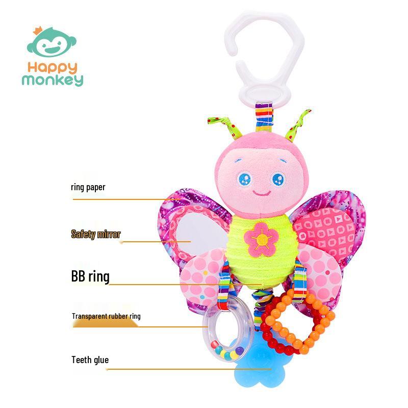 HappyMonkey Baby Sensory Plush Rattle & Teether Toy