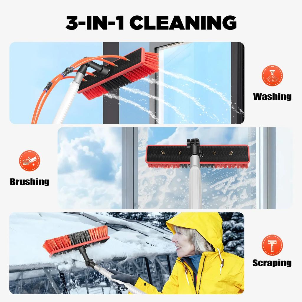 26 Feet Water Fed Pole Kit Water Fed Brush, Suitable for Windows ,Solar Photovoltaic Panel Cleaning