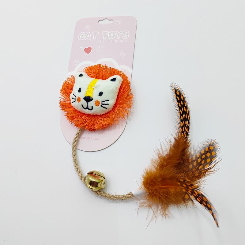 Feather Bell Catnip Teaser Toy with Plushie & Sisal Teething Stick for Kittens