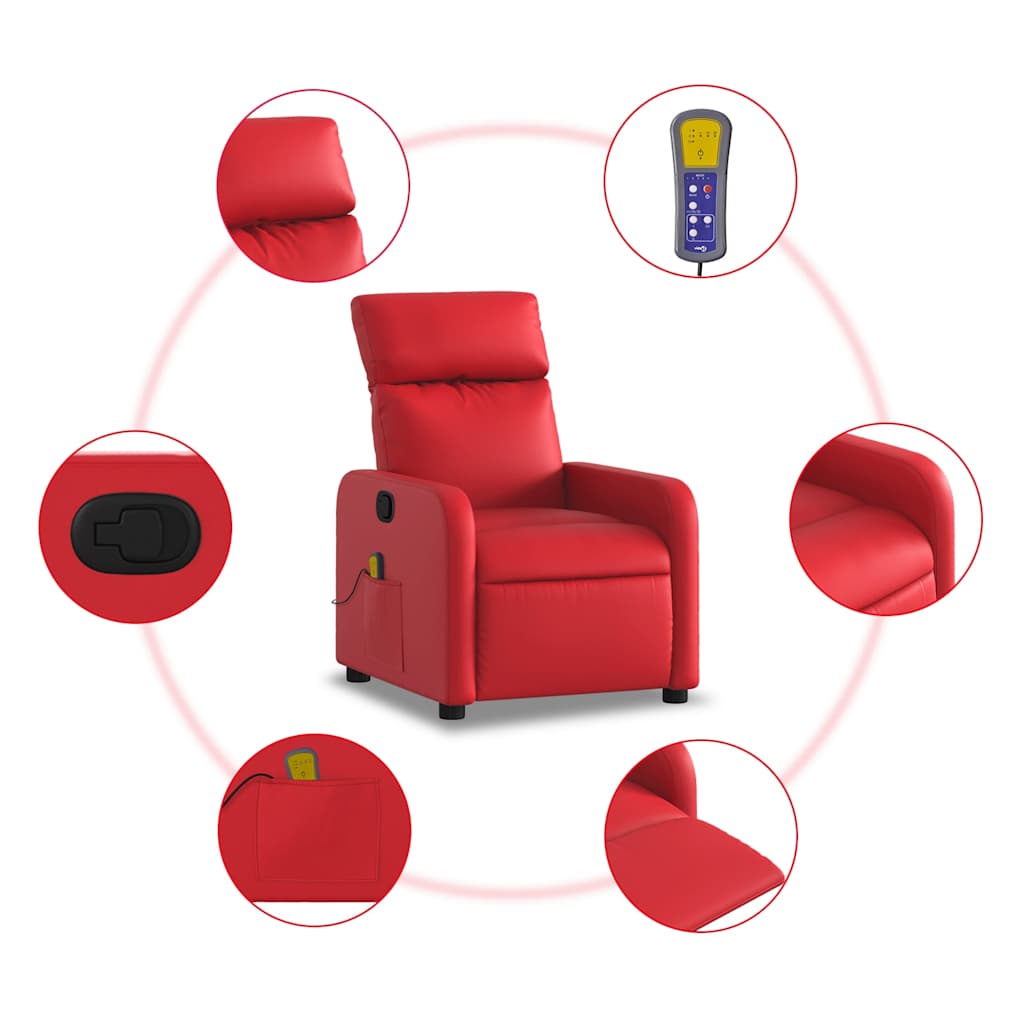 Massage Chair Red Synthetic Leather