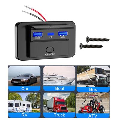 Double QC3.0 USB & PD3.0 Type C Car Charger 12V-24V Waterproof Quick Charging Socket for Vehicle Trucks Travel Business