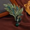 Exaggerated European & American Style Rhinestone Peacock Phoenix Brooch for Women's Fashionable Overcoat & Banquet Corsage