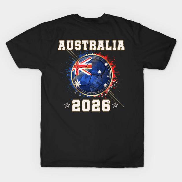 Men Black Print T-shirt Australia Soccer Ball North America World Cup 2026 - Australian Fan Gift No-Cut Transfer Paper Print Cotton Tshirt S