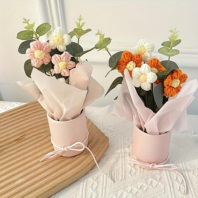 1 Set Handmade Crochet Vase Flower, Pink Spring Bouquet for Mother's Day Graduation Gift, Mother's Day Home Desk Decor