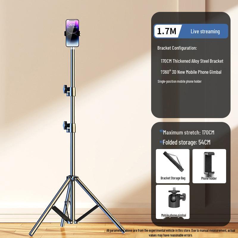 Selfie Stick Tripod with Fill Light - Portable Mobile Holder for Live Streaming & Photography
