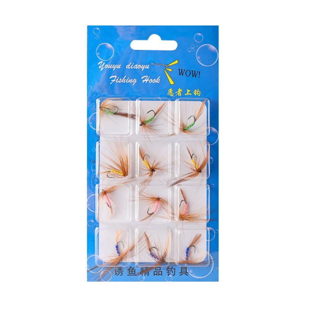 

12PCS Fly Butterfly Shape Artificial Insect Lure Bait Colored Crank Hook Fishing 3