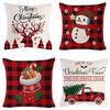 Christmas Pillowcase New Cushion Lumbar Pillow Cartoon Holiday Linen Super Soft Short Plush Pillowcase