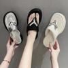 Fashion 2024 Summer New Clip Toes Flat Bottom Flip-flops Female Summer Outside Non-slip Comfort Beach Shoes Versatile Zapatos Mujer