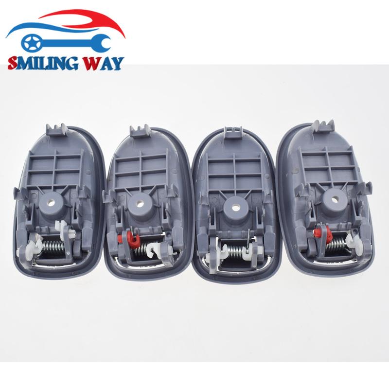 8 Pcs Outside & ide Car Door Handle Front Rear Left Right For Hyundai Elantra 1.8L 1996 1997 1998 1999 2000 Black / Grey