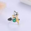 Gorgeous mermaid-shaped design paired with natural green agate gems ring Earrings Set 925 silver fine jewelry for women and girl