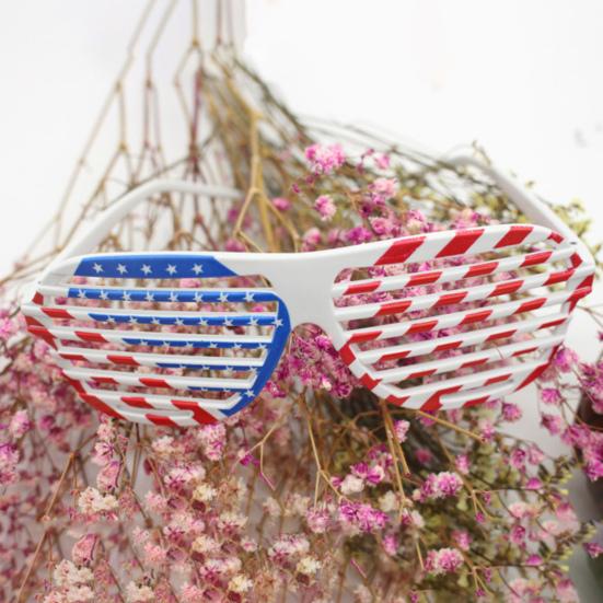 1/5/24Pcs Independence Day Glasses Flag Red Striped White Blue Star Set Pattern Shutter Glasses