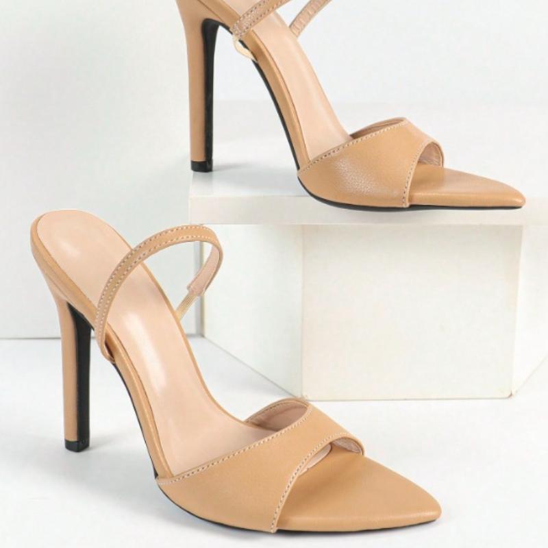 Fashion High-quality Patent Leather Thin Heel Slide Sandals Fashion Pointy Toe Back Strap Plus Size Women Sandals Sexy Party Dress Shoes