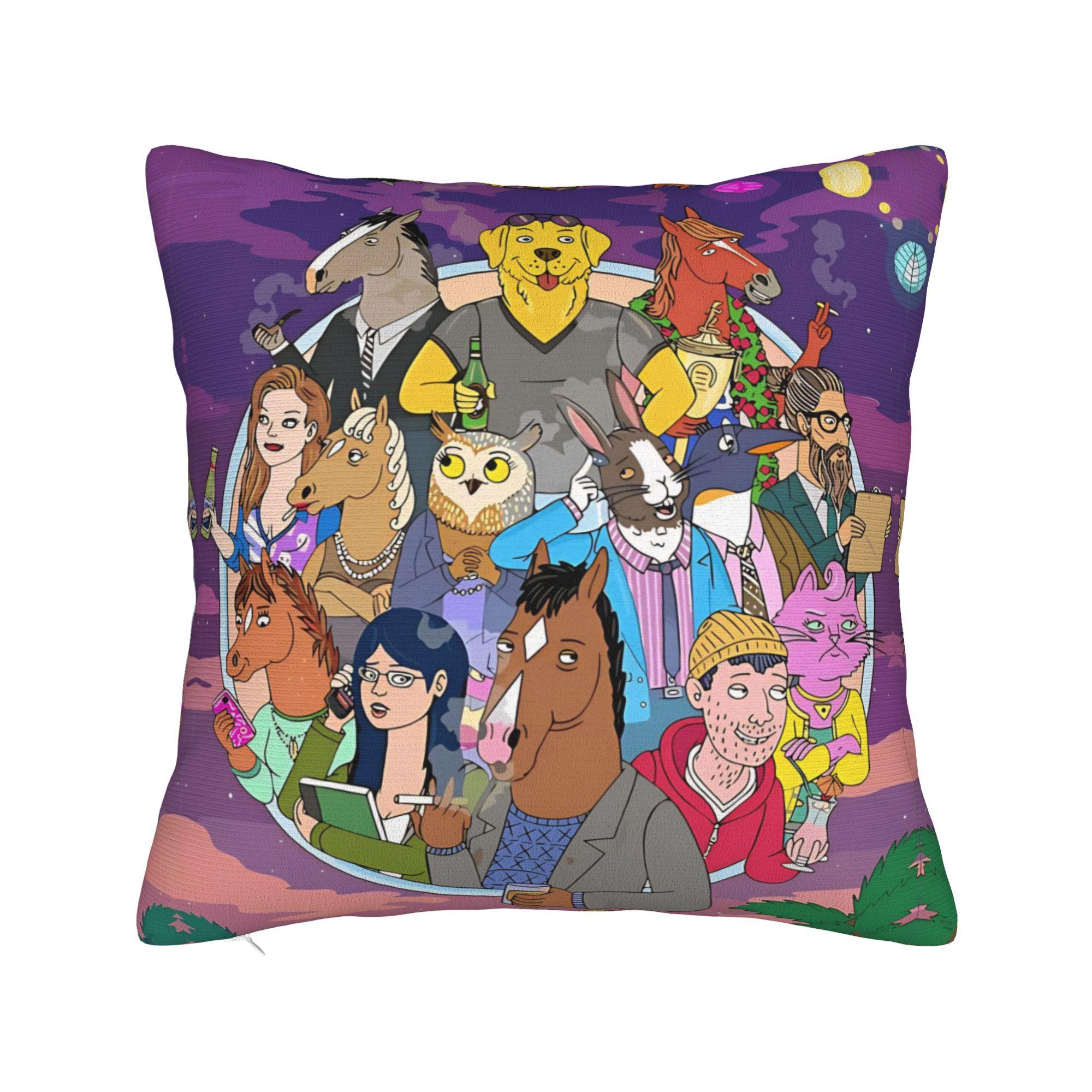 Наволочка для подушки BoJack Horseman Квадратная наволочка для подушки Милая забавная наволочка для гостиной стула 12x12Inch