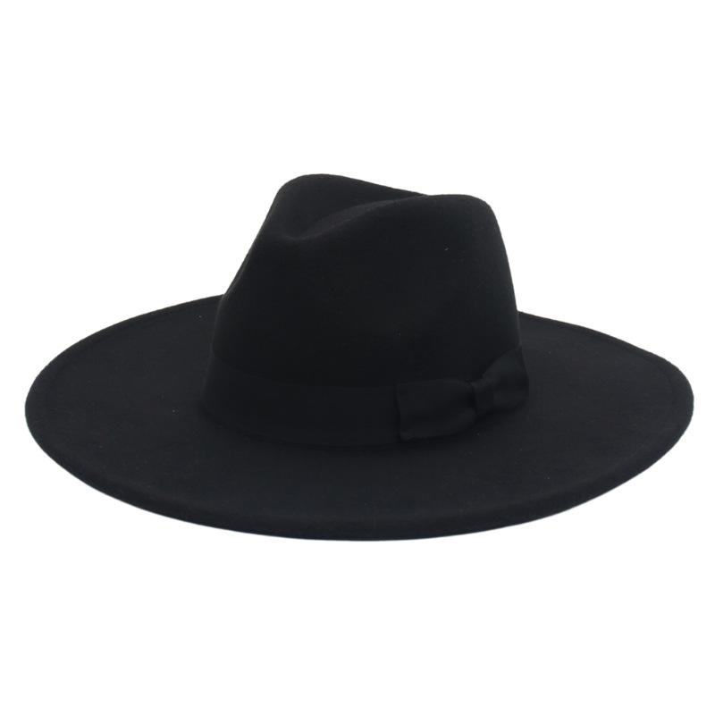 Jazz Hat Retro Men'S And Women'S Cotton Felt Hat Big Brim Panama Hat Gold Chain Hat