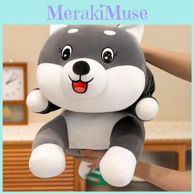 Adorable Large Plush Husky Pillow Toy In Soft Short Plush Material For Cozy Comfort